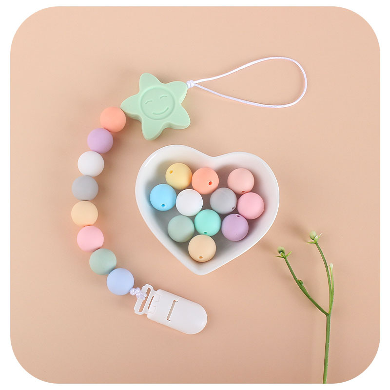 15mm cuentas de silicona molar juguete teether pulsera collar de cadena de chupete accesorios Amazon DIY accesorios de la joyería