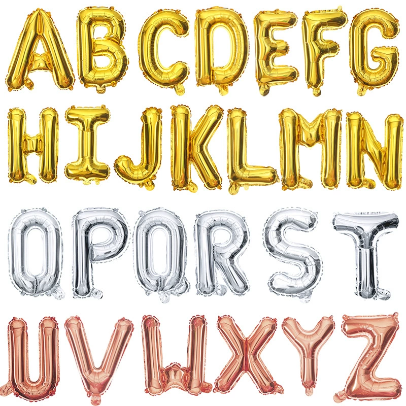 Трансграничный набор 16-дюймовый американский алфавит алюминиевая пленка воздушный шар золотой розовое золото алюминиевая фольга воздушный шар