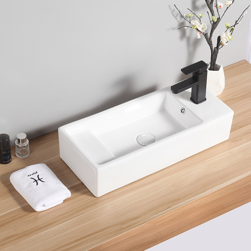 Bathroom Countertop Washbasin Small-Sized Washbasin Mini Ceramic Basin Rectangular Single Basin Marble Countertop