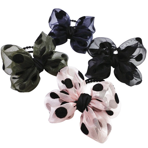 MOMSMADE Korean new children's headwear hair accessories girls polka dot yarn hand-sewn bow headband hair band headband
