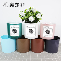 Plastic lazy pot, luxury style automatic watering pot, straight creative round large size metal and ceramic imitation pot
