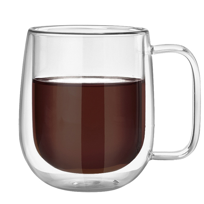 Los fabricantes suministran aislamiento térmico borosilicato de doble capa de vidrio grande del vientre taza resistente al calor taza de café de color de una sola capa creativa