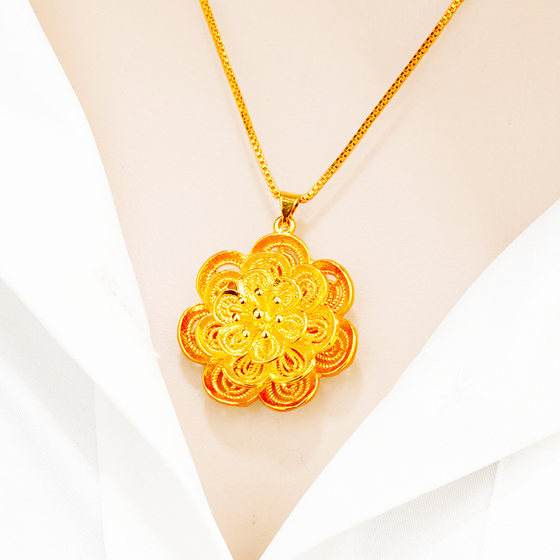 Lujo imitación 24K oro colgante hueco flor en línea en vivo simple Vietnam arena oro rosa colgante