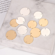 diy饰品配件光面圆形项链发饰吊牌手工配件铜镀金色圆牌挂坠批发