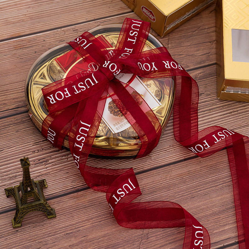 Cinta de embalaje de flores Inglés regalo de impresión para hornear pastel de embalaje cinta tienda de flores 2,5 cm cinta de nieve