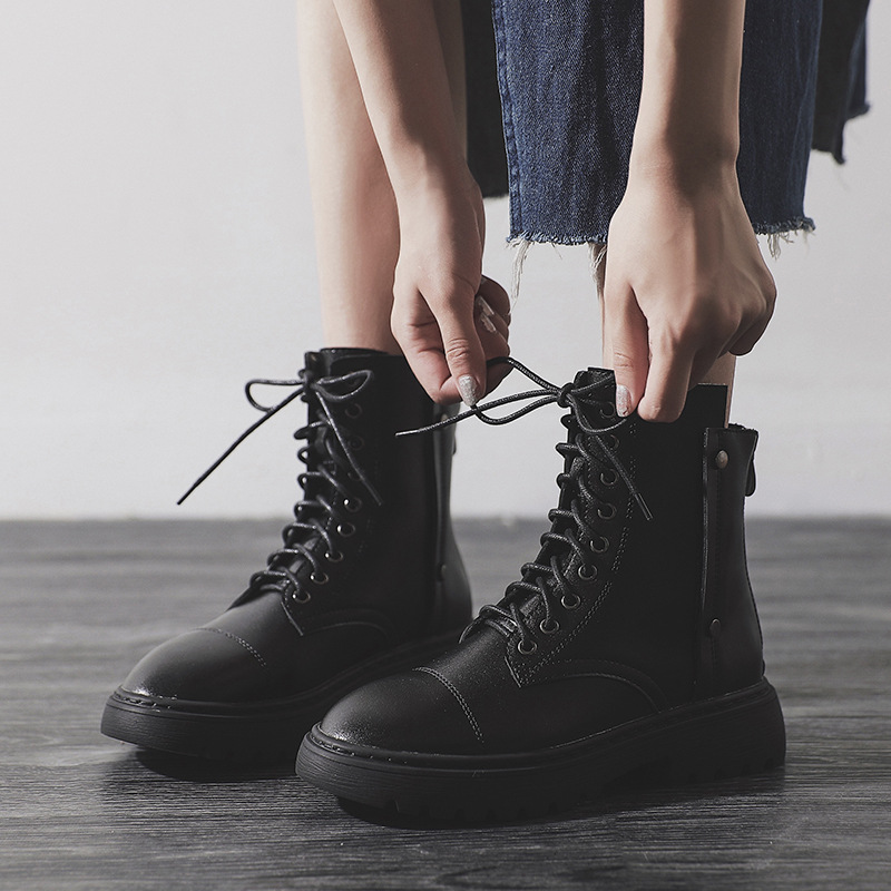 Women's British Style Ankle Boots With Thick Sole For Summer_voghion.com