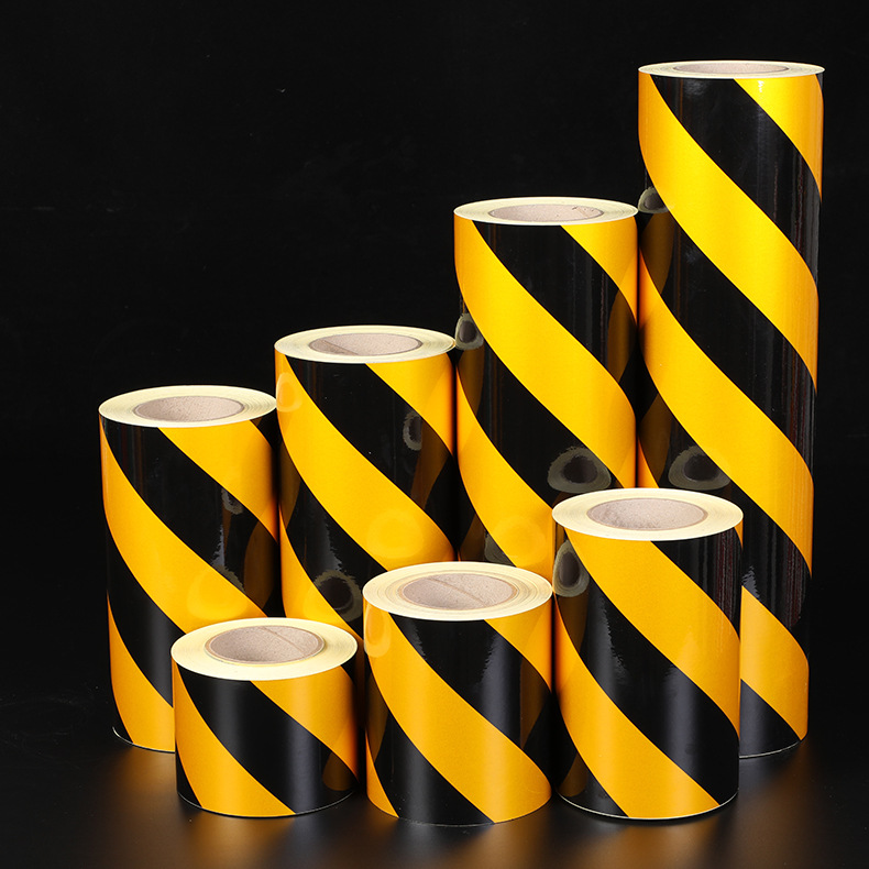 黑黄红白5cm10cm反光警示胶带车间地板反光地标帖反光膜交通贴纸