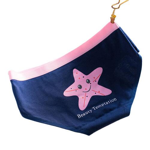 Pure cotton new mid-waist cartoon girl print starfish combination women's underwear women's briefs girls' underwear