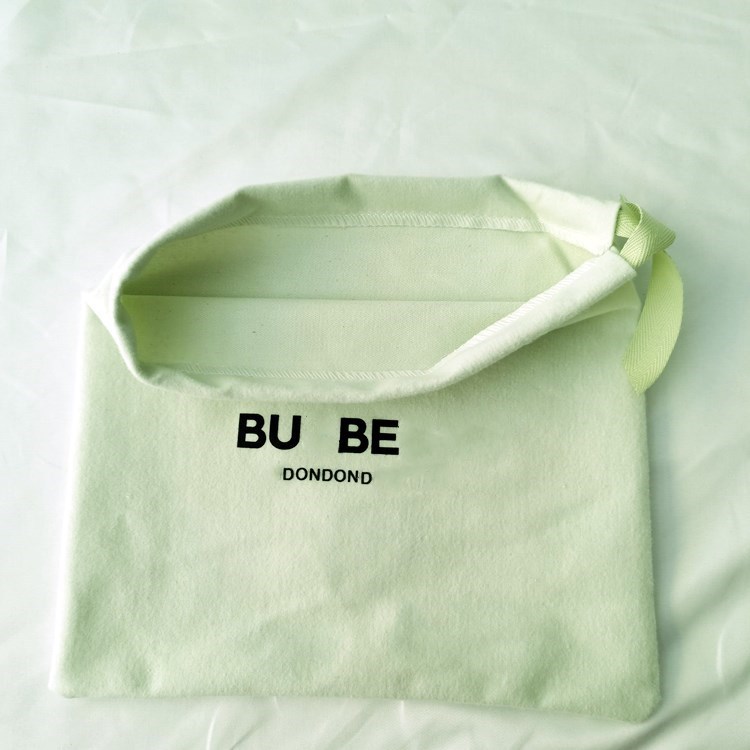 绿色毛布全棉布束口袋绿色斜纹带包包购物广告内衣收纳可印刷logo