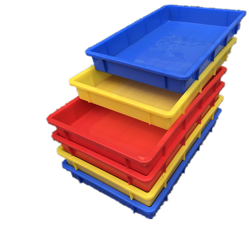 厂家现货加厚3号塑胶盆 长方形物料零件托盘 货架胶盘 浅周转箱