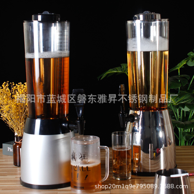 Customized Bar Ktv Tabletop Wine Rack 3-Liter Acrylic Light-Up Wine Tower with Tap Beer Barrel Beer Tower
