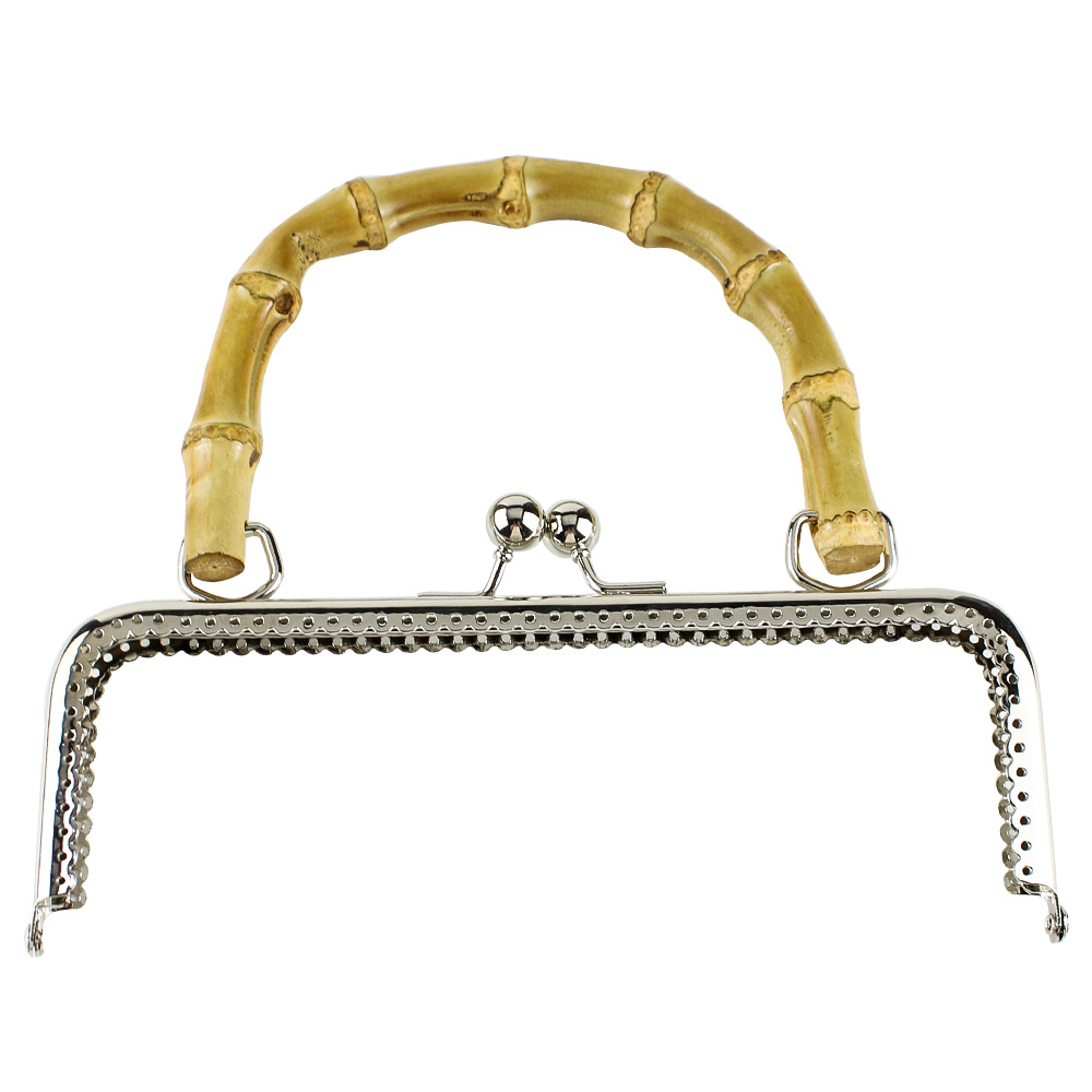 20CM cuadrado de encaje brillante, agujero de aguja de oro, mango de bambú, mango de bambú dorado, color café