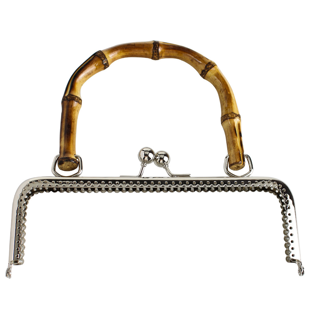 20CM cuadrado de encaje brillante, agujero de aguja de oro, mango de bambú, mango de bambú dorado, color café