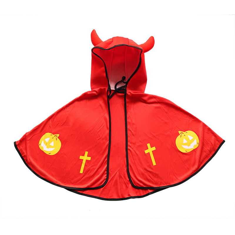 Halloween capa niños vestido de lujo bola diablo cuerno capa Cosplay bruja vestido traje