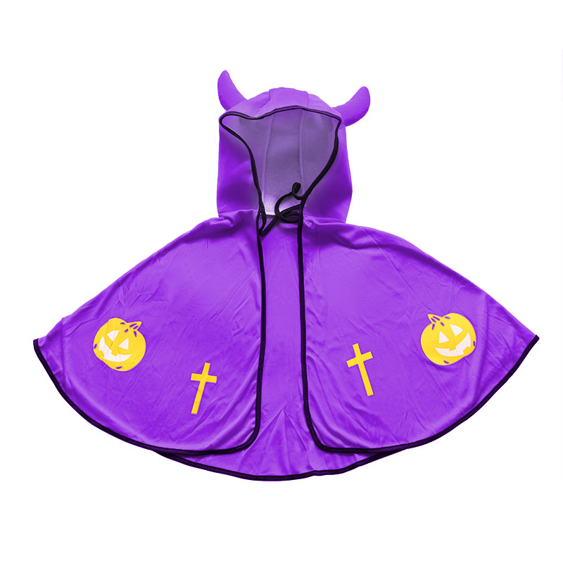 Halloween capa niños vestido de lujo bola diablo cuerno capa Cosplay bruja vestido traje