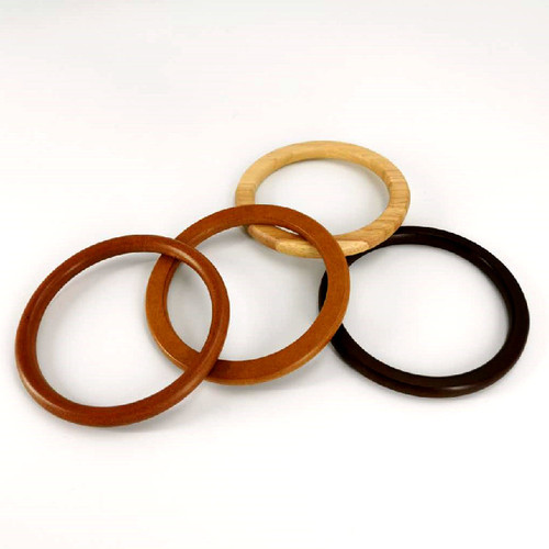 New bag round handle woven bag women's bag dark and light wooden round handle