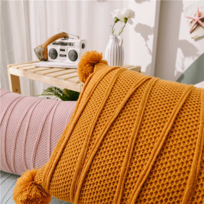 Nordic Style Simple Solid Color Geometric Wool Long Waist Pillow Home Fabric Tiger Stool Sofa Cushion Bedside Pillow_voghion.com