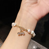 Zirconium from pearl, brand fashionable bracelet, micro incrustation, simple and elegant design