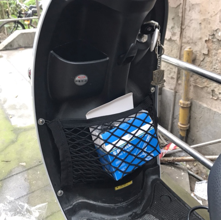 Becerro coche eléctrico M1 bolsillo de red de almacenamiento Aimai Yadi tortuga rey coche delantero coche azul bolsa de almacenamiento cesta de modificación de artículos diversos