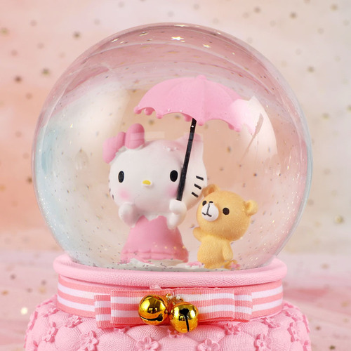 kt cat music box snowflake rotating lighted music box crystal ball creative gift birthday gift boutique
