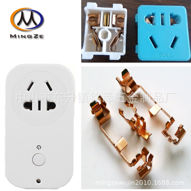 插座五金件国标万用57孔pcb板弹片插排磷铜接触导电插头冲压厂