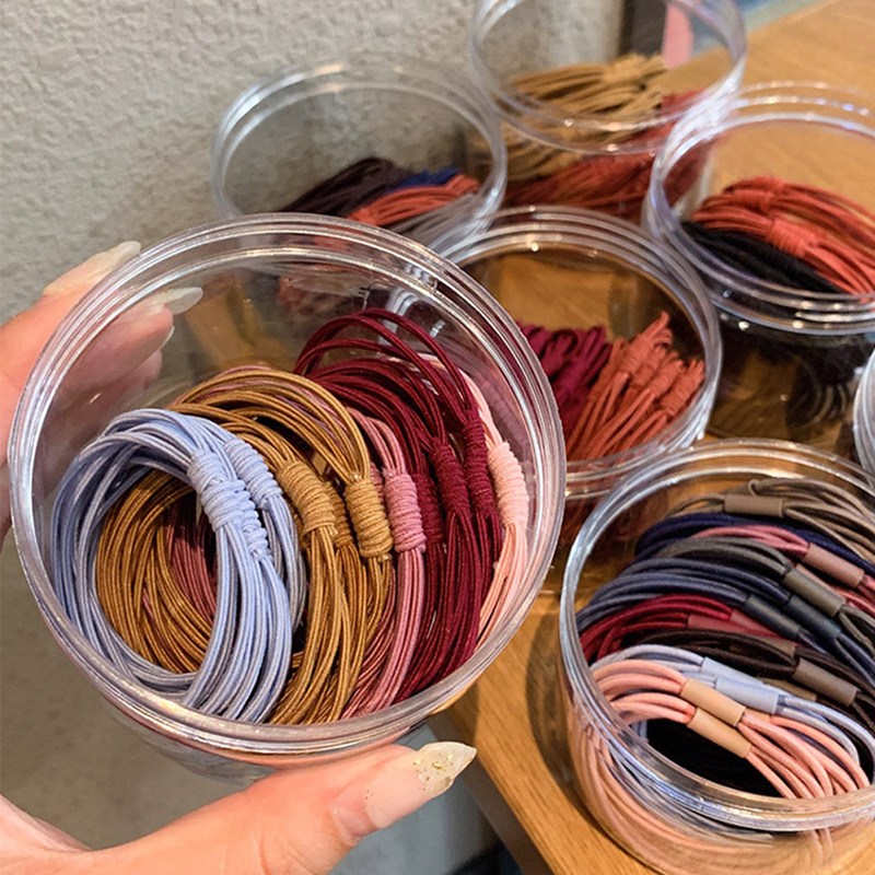 Cuerda de pelo banda de goma lazo del pelo de las mujeres pequeña banda de pelo temperamento simple banda de cuero lazo del pelo negro alto elástico durable accesorios para el cabello