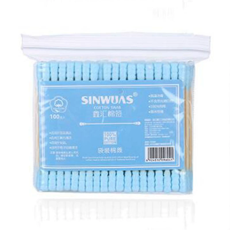 Cotton Swabs double-sided, 100 pcs, soft spiral tips for makeup & ear care