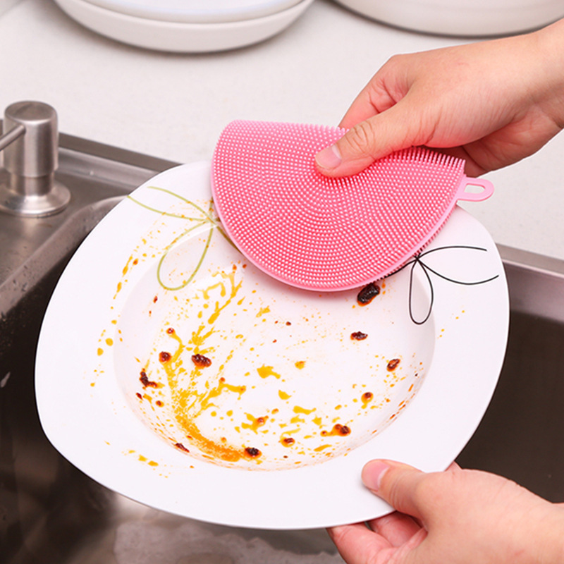 キッチンポットと食器洗い用ブラシ、家庭用たわし、多機能食器洗い用ブラシ、ノンスティックオイルシリコンラグ|undefined