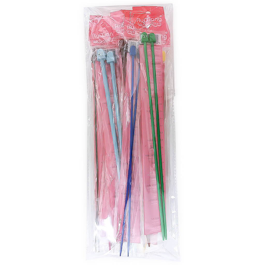 Herramientas de tejido de color aguja de suéter de punta única con cuentas aguja de suéter de acero de plástico un conjunto de 10 pagos