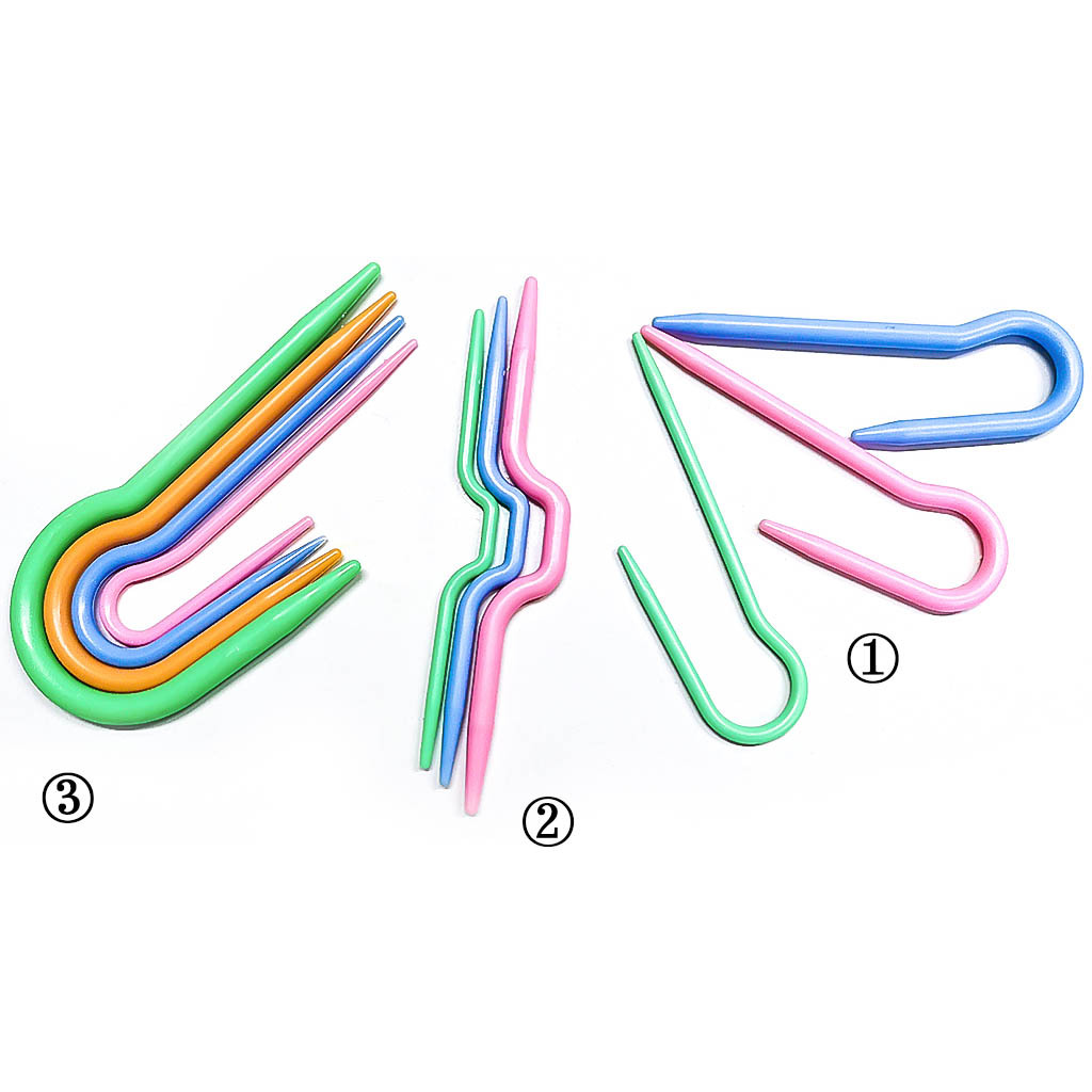 Aguja de suéter herramienta de tejer aguja de giro de plástico en forma de U aguja curva grande tamaño pequeño 3 Especificaciones