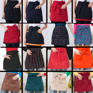 Korean fashion work clothes half waist apron for waiter half apron for cafe Teahouse work with pocket apron