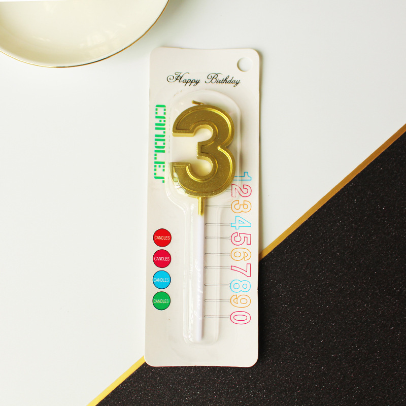 2024 Año nuevo palo al por mayor vela digital dorada cera de parafina 0-9 fiesta de cumpleaños pastel vela pequeña