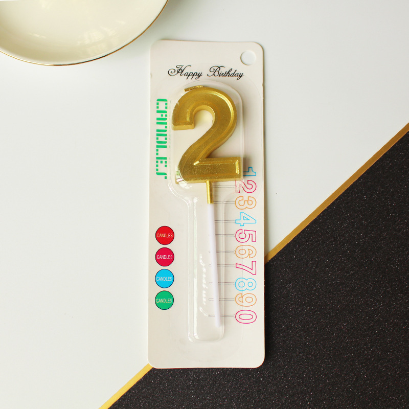 2024 Año nuevo palo al por mayor vela digital dorada cera de parafina 0-9 fiesta de cumpleaños pastel vela pequeña
