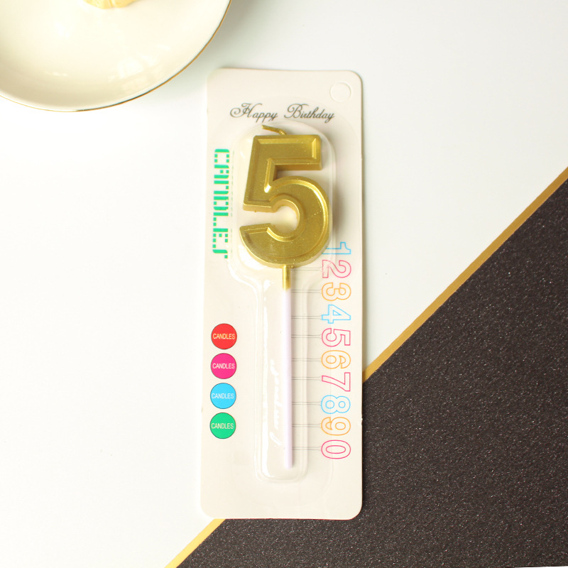 2024 Año nuevo palo al por mayor vela digital dorada cera de parafina 0-9 fiesta de cumpleaños pastel vela pequeña