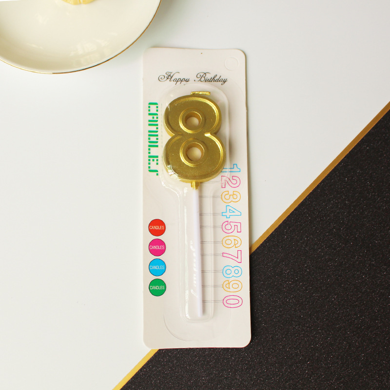 2024 Año nuevo palo al por mayor vela digital dorada cera de parafina 0-9 fiesta de cumpleaños pastel vela pequeña
