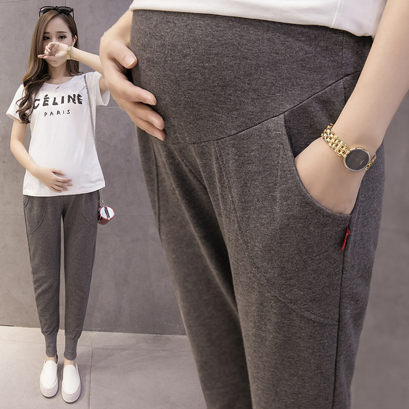 2022 Spring and Autumn Sports Pants Korean Casual Harem Pants Pregnant Women's Belly Support Pants