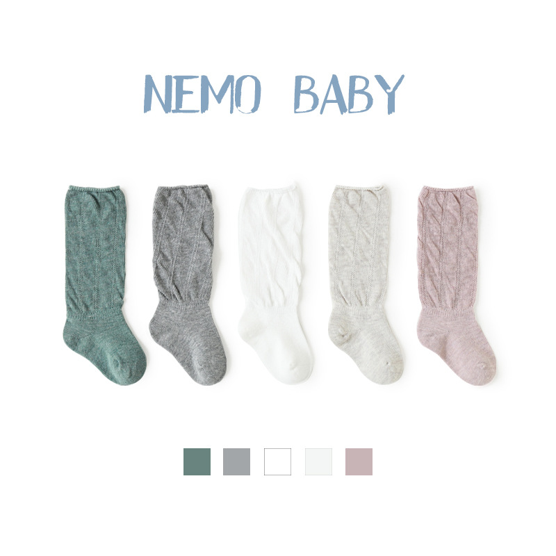 20 nuevos calcetines de pila para niños otoño color sólido bebé calcetines largos de algodón cabeza de costura sin hueso bebé hasta la rodilla calcetines de media pantorrilla