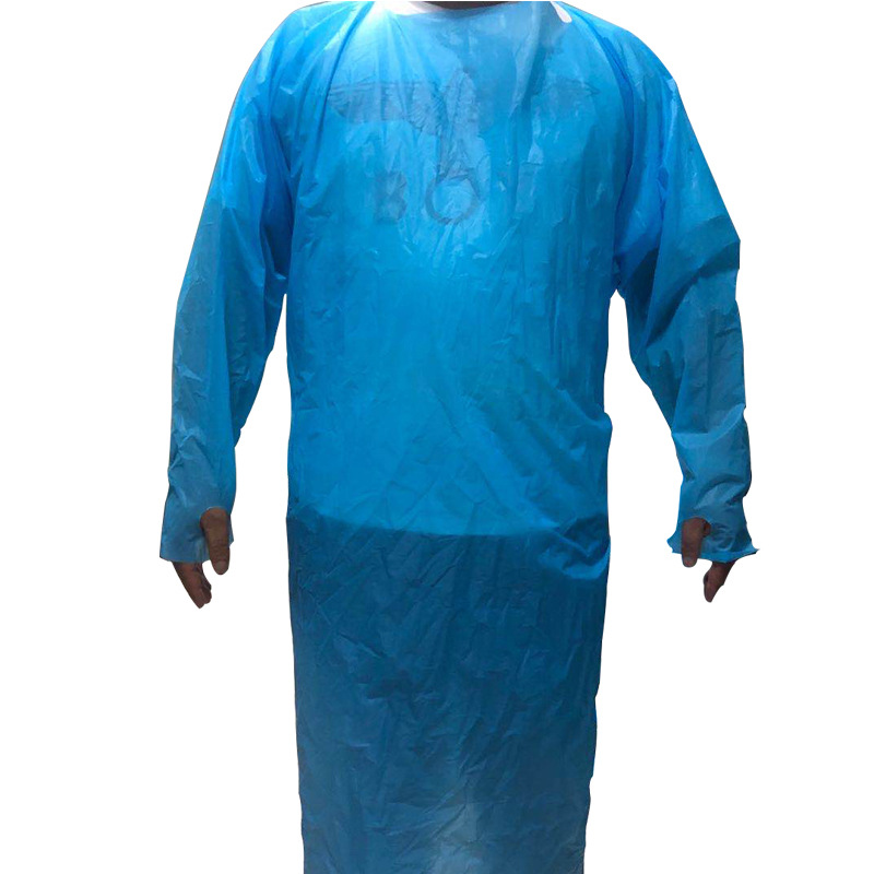 厂家供应CPE材质一次性带袖围裙 一次性隔离防护服实验室防尘放水