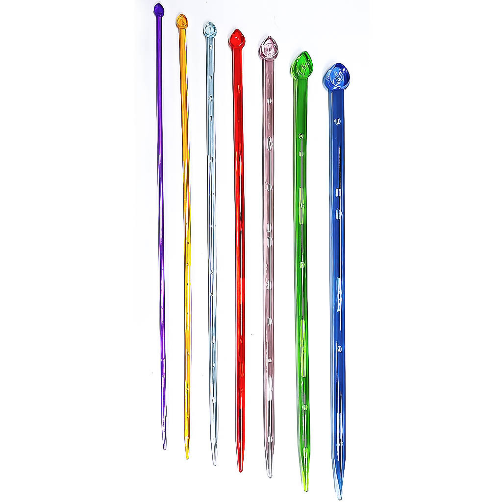 Herramienta de tejer suéter aguja de un solo palo puntiagudo aguja de suéter de plástico de color con cuentas un conjunto de 7 pares 14 piezas bolsa