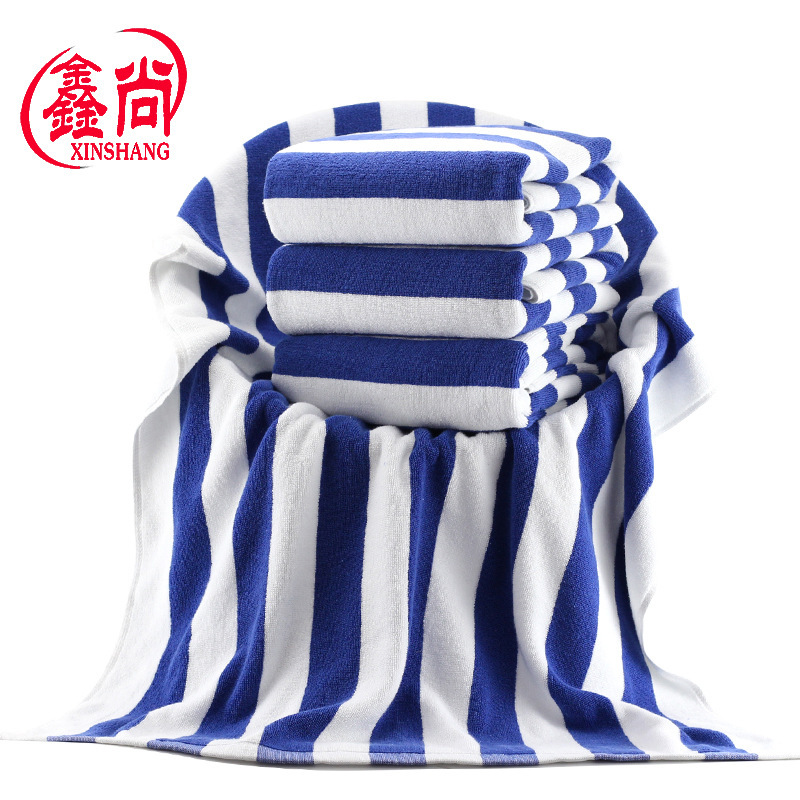 Cross-Border Striped Beach Towel Customized Pure Cotton Yarn-Dyed Jacquard Blue and White Striped Bath Towel Swimming Towel Foreign Trade Gift Bath Towel Cross-Border Striped Beach Towel Customized Pure Cotton Yarn-Dyed Jacquard Blue and White Striped Bath Towel Swimming Towel Foreign Trade Gift Bath Towel