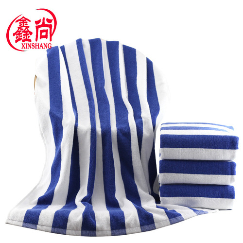 Cotton yarn-dyed towel customized blue and white striped jacquard bath towel 75*150 beach towel pure cotton swimming foreign trade bath towel