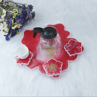 DIY Crystal Drop Glue Silicone Mould Mirror Large Flower Small Flower Table Mirror Pendant Coaster Base