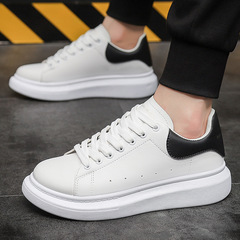 Spring and autumn new men's shoes, couple's sneakers, Korean version, versatile thick soles, heightening McQueen's same style, white shoes, trendy sports shoes