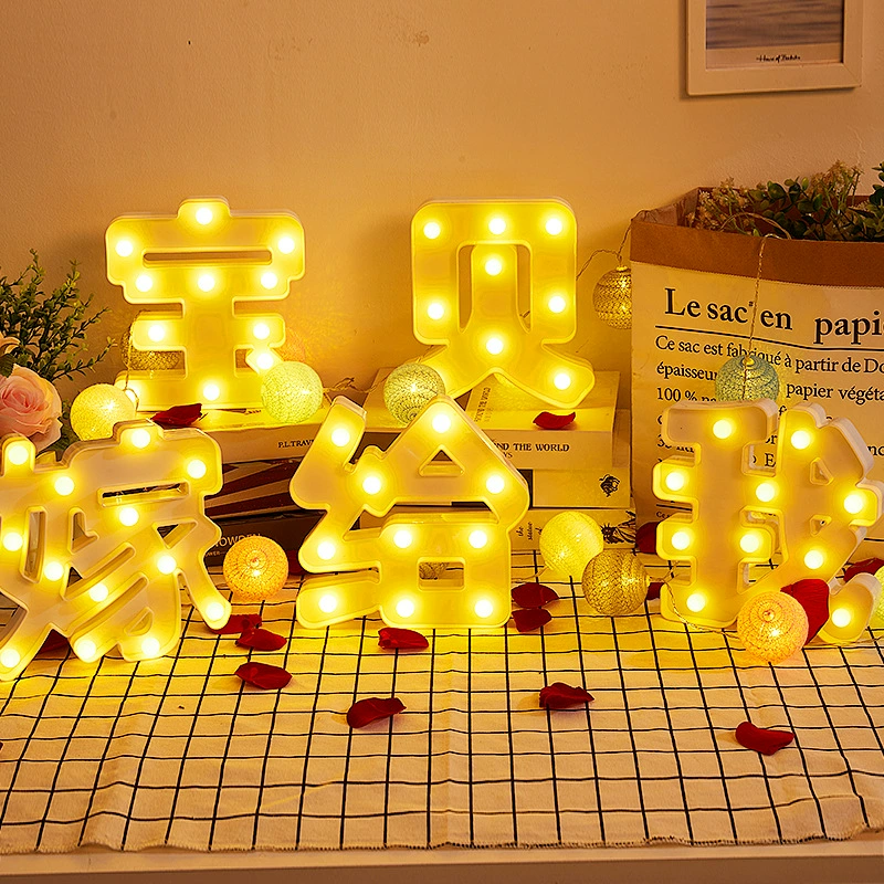 LED декоративная ночная подсветка, 4,5 Вт, теплый белый свет, стиль букват‑марк