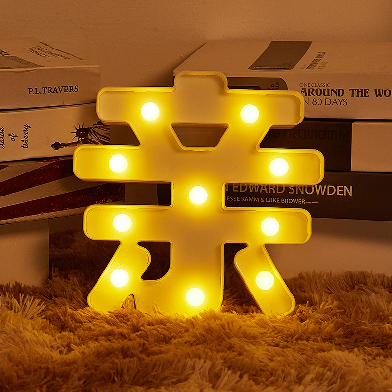 LED декоративная ночная подсветка, 4,5 Вт, теплый белый свет, стиль букват‑марк
