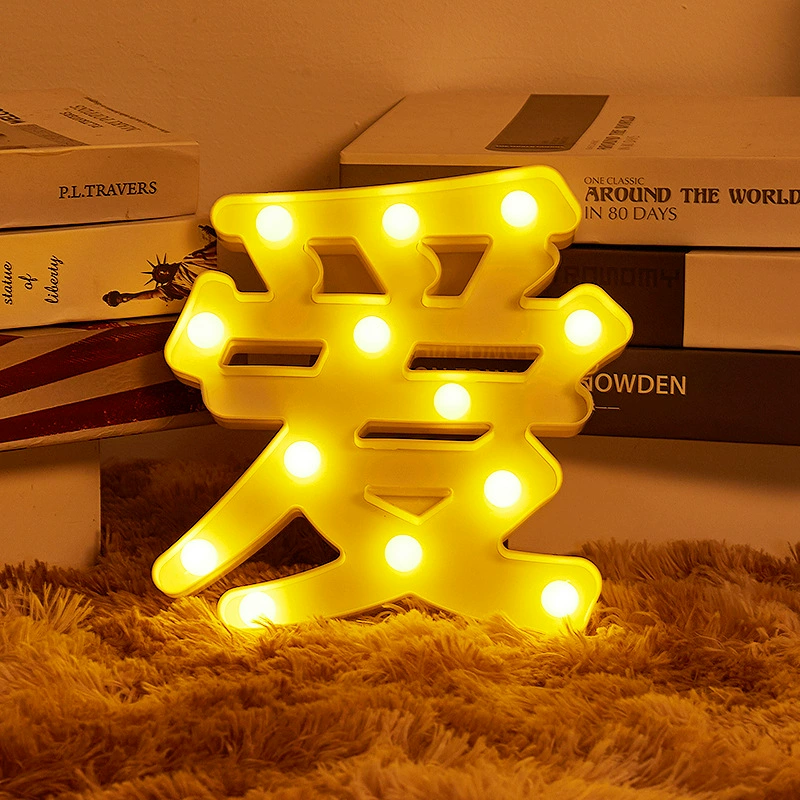 LED декоративная ночная подсветка, 4,5 Вт, теплый белый свет, стиль букват‑марк