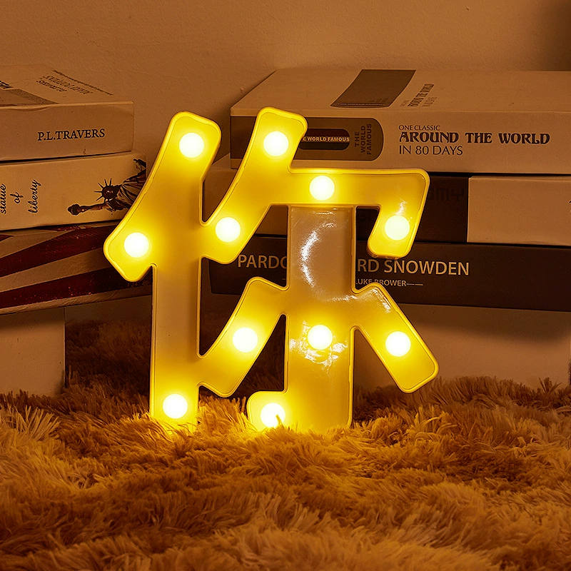 LED декоративная ночная подсветка, 4,5 Вт, теплый белый свет, стиль букват‑марк