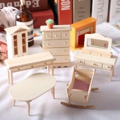 Dollhouse人形屋ミニ実木家具揺りかごベビーベッド食卓戸棚小布人形屋bjd玩具