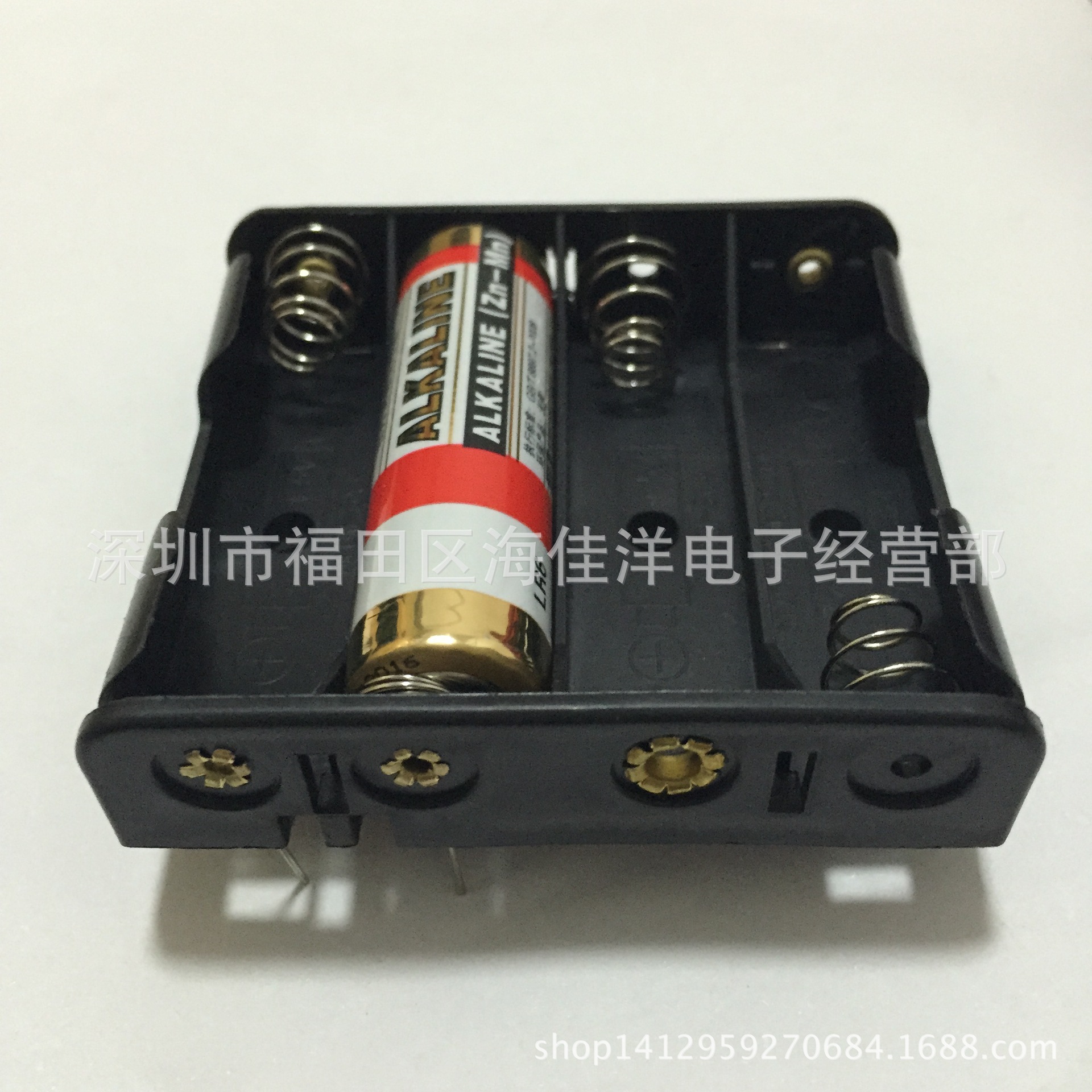 5号4节并排没盖带插针电池盒 4aa插针6v 五号四节并排插针没盖