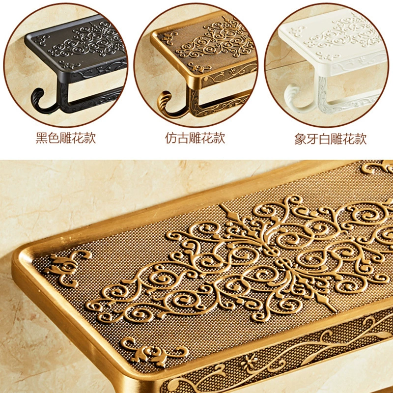 Size: Antique Aluminum Rolled Paper Frame - Retro European-Style Towel Rack & Toilet Holder, Black